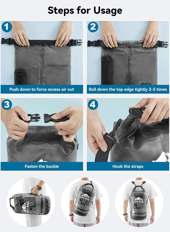 Delzon حقيبة ديلزون الجافة المقاومة للماء، سعة 5 لتر، خفيفة الوزن، حقيبة كتف واحدة للتخزين الجاف، مناسبة للسفر والسباحة وركوب القوارب والتجديف (5 لتر) - Image 4