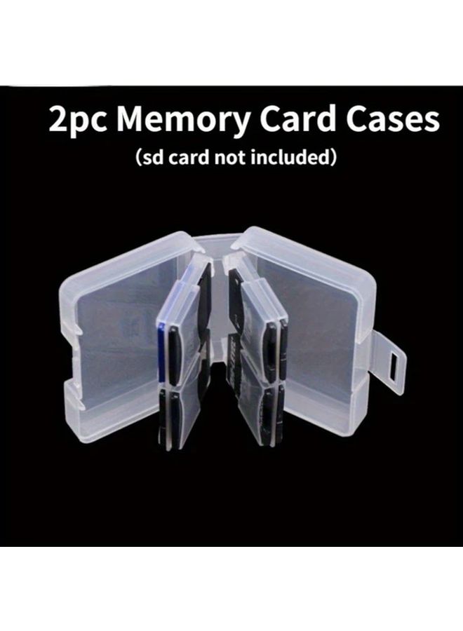 2pcs 18mm 8 Card Transparent Memory Card Case Durable Plastic Storage Box with Secure Lid for Tf Sd Cards Jewelry Small Items Home Office Travel Organizer - Image 1
