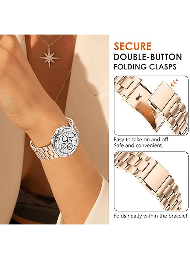 O Ozone Metal Band For Samsung Galaxy Watch 8 Band 40mm 44mm/Galaxy Watch 8 Classic 46mm, No Gap Stainless Steel Strap for Men Women- Rose gold - Image 4