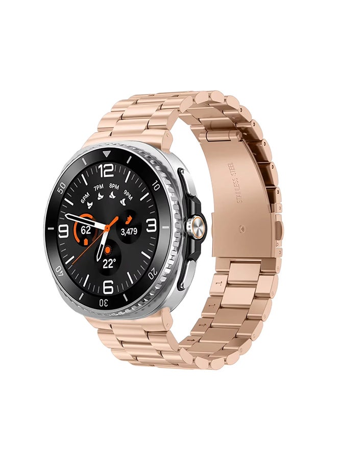O Ozone Metal Band For Samsung Galaxy Watch 8 Band 40mm 44mm/Galaxy Watch 8 Classic 46mm, No Gap Stainless Steel Strap for Men Women- Rose gold - Image 1