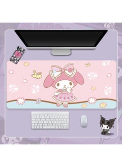 Extra Large Cute Women's Mouse Pad Three Little Swans Desk Mat Office Computer Keyboard Desk Pad Digital Computer Accessories-Color:70x 35cm Thickness 3mm-Pattern:Beige D312 (25)