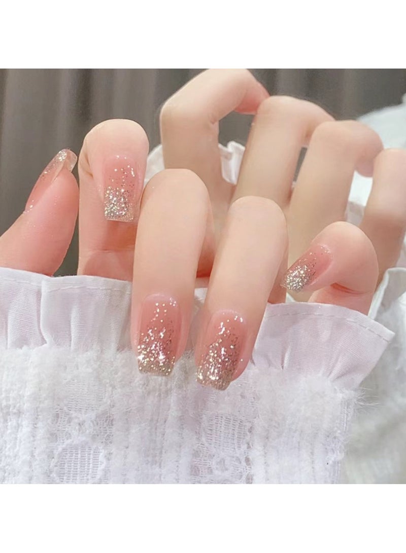 أظافر صناعية من 24 قطعة، أظافر صناعية قابلة للارتداء، قصيرة، متعددة الاستخدامات، قابلة للإزالة، لا تسبب ضررًا للأظافر، أظافر نهائية - Image 2