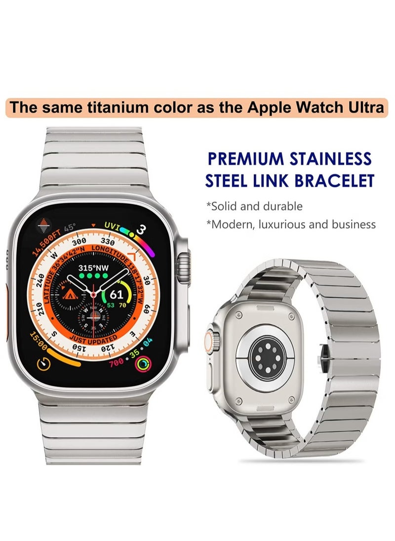 Generic - NEW Steel Band Compatible with Apple Watch Ultra 49mm/45mm/44mm/42mm – Solid Metal Strap, Adjustable Folding Clasp, Compatible with iWatch Series 3/2/1 – Stylish u0026 Durable Band for Men u0026 Women - Image 1