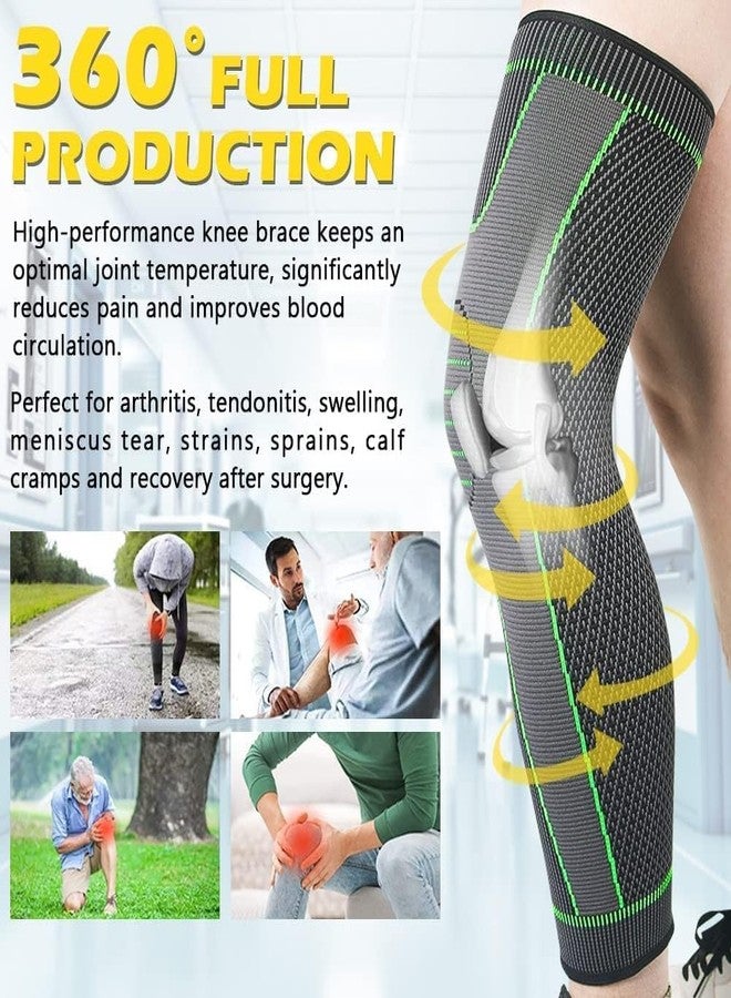 GymWar 2 Pack Full Leg Compression Sleeves, Long Knee Brace Support for ACL,PCL, Meniscus Tear, Arthritis, Tendinitis-Free Size - Image 4