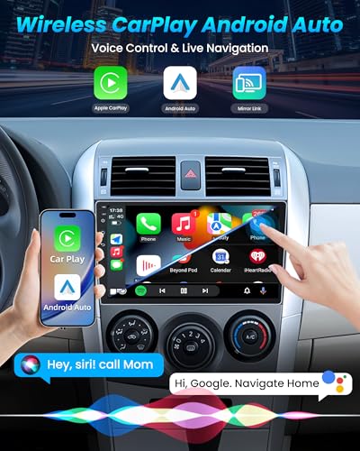 Jufodrca 8 Core 32GB ROM Car Radio for Toyota Corolla 2009-2013: Android 13 Upgrade 9" 1280*800 Touch Screen Stereo with Wireless Carplay Android Auto 5G-WIFI GPS Bluetooth RDS FM Mirror Link Backup Camera SWC - Image 2