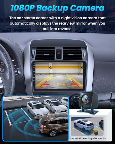 Jufodrca 8 Core 32GB ROM Car Radio for Toyota Corolla 2009-2013: Android 13 Upgrade 9" 1280*800 Touch Screen Stereo with Wireless Carplay Android Auto 5G-WIFI GPS Bluetooth RDS FM Mirror Link Backup Camera SWC - Image 3