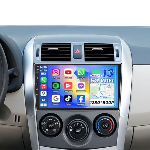 Jufodrca 8 Core 32GB ROM Car Radio for Toyota Corolla 2009-2013: Android 13 Upgrade 9" 1280*800 Touch Screen Stereo with Wireless Carplay Android Auto 5G-WIFI GPS Bluetooth RDS FM Mirror Link Backup Camera SWC - Image 1