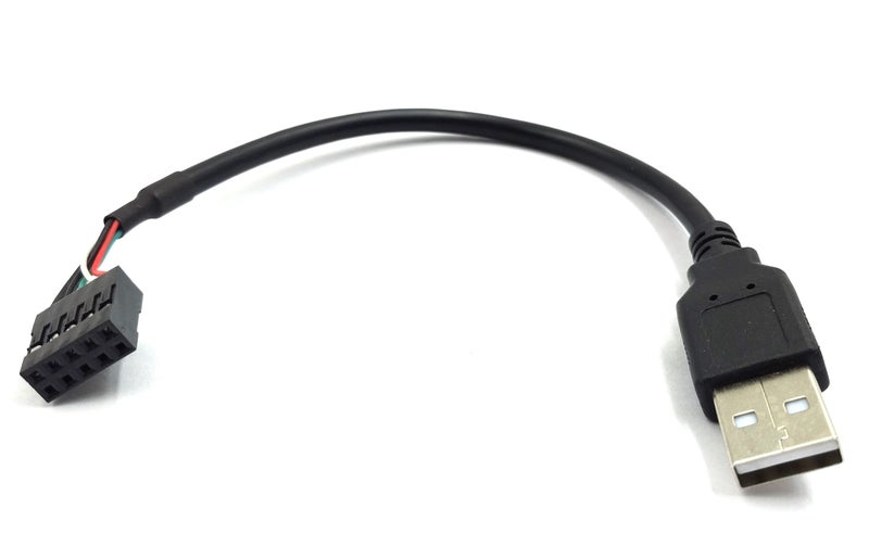 Duttek 9 pin USB Header to USB Cable, USB 2.0 Type A Male to Dupont 9 Pin Female Header Motherboard Cable Cord (AM to 9Pin 0.2M)(2 Pack) - Image 2