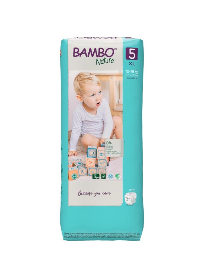 Bambo Nature Premium Baby Tape Diapers for Baby XL Size (12-18 Kgs), Super Absorbent, Breathable, Extra Soft, Dermatologically Tested, Hypoallergenic Toddler Nappies With Wetness Indicator, 44 Count - Image 1