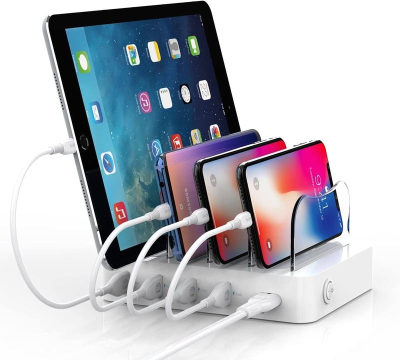 Soopii Charging Station for Multiple Devices, 4-Port Charger Station with 6 Charging Cables Included,Desk Organizer Charge Station for Phones, Tablets, and Other Electronics - Image 1
