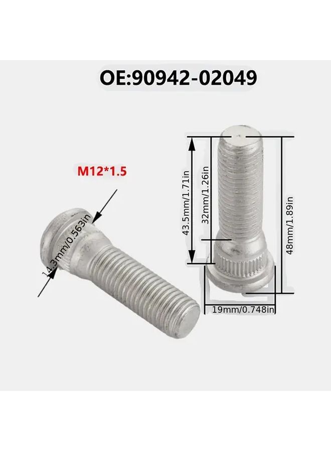 5 قطع M12x1.5 مسامير عجلات فولاذية بطول 49 مم بديلة للسيارات والشاحنات - Image 2