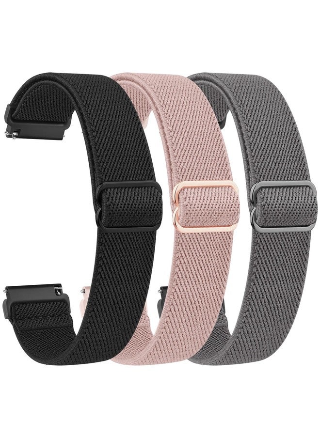 Mugust IDW25 Smart Watch Bands, Stretch Elastic Nylon Bands for BOOOMIC IDW25/Motivaris IDW25/ SENBONO IDW25 / Mikego IDW25 / KALINCO IDW25 Smartwatch Replacement Wristband Adjustable Straps (Black+Pink+Grey) - Image 1