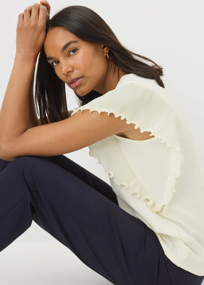 Matalan Et Vous Ivory Frill Sleeve T-Shirt