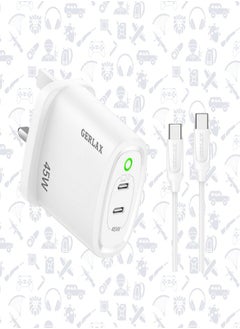 GERLAX 45W DUAL 6A Fast Charger and Cable with 2 USB-C Ports  - Image 1