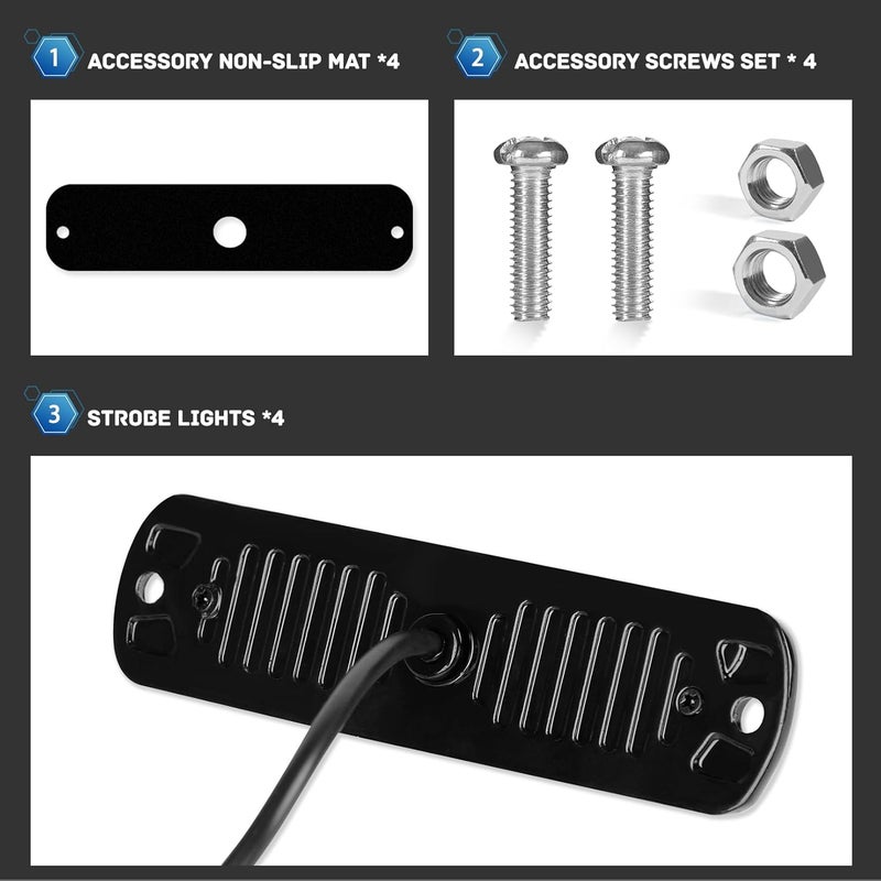 SEISSO 4-Pack 6 LED Amber Strobe Lights for Vehicles and Trucks - Emergency Strobe Lights Kit 12V-24V - Image 5
