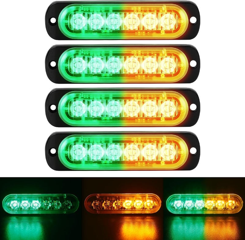 SEISSO 4-Pack 6 LED Amber Strobe Lights for Vehicles and Trucks - Emergency Strobe Lights Kit 12V-24V - Image 1