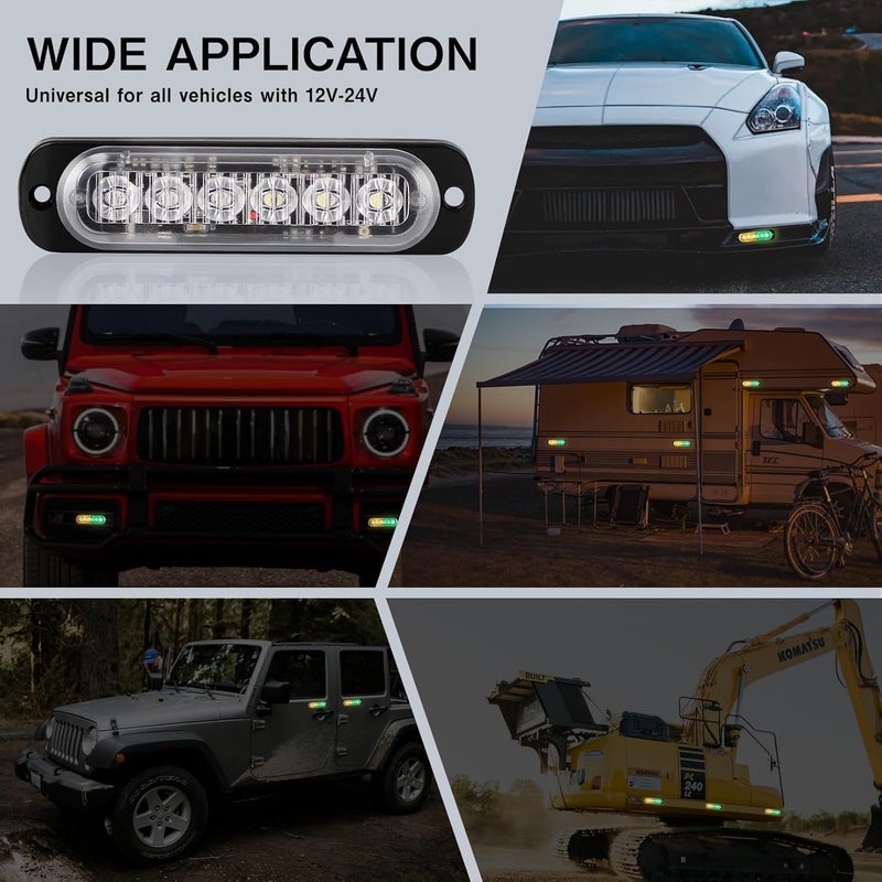 SEISSO 4-Pack 6 LED Amber Strobe Lights for Vehicles and Trucks - Emergency Strobe Lights Kit 12V-24V - Image 2