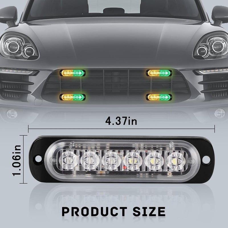 SEISSO 4-Pack 6 LED Amber Strobe Lights for Vehicles and Trucks - Emergency Strobe Lights Kit 12V-24V - Image 4