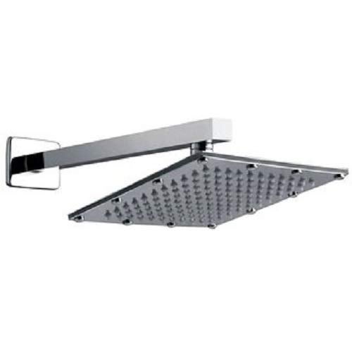 KI Stainless Steel Chrome Finish Slim Rain Overhead Shower Set 8x8 inch with 15Inch Arm Premium Bathroom Shower Set for Luxurious Baths