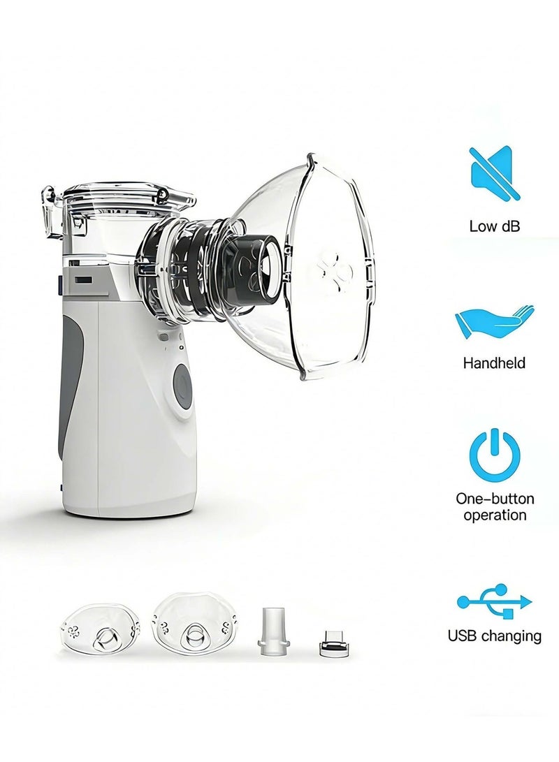 صورة العالمة آلة التبخير المحمولة للأطفال، الكبار، والرضع، جهاز تبخير صغير، مرذاذ البخار للاستنشاق، جهاز شبكي يدوي قابل لإعادة الشحن عبر USB، جهاز تبخير بالموجات فوق الصوتية مع طريقتين للاستخدام للأطفال الذين يعانون من مشاكل في التنفس، مناسب للاستخدام في المنزل، المكتب، وخارج المنزل. - Image 4
