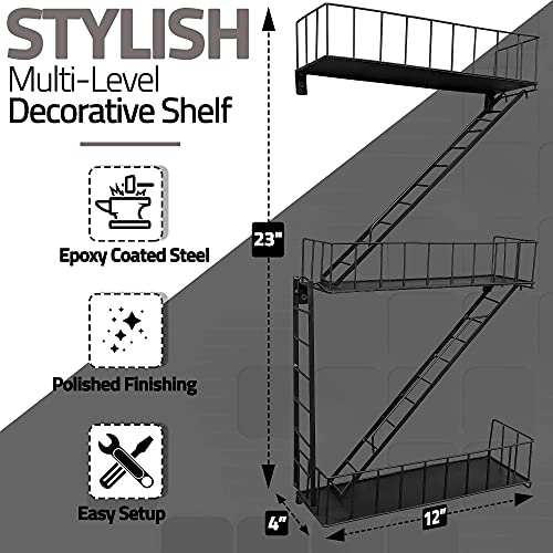 Beyond Basic Fire Escape Shelf - Versatile New York Inspired Modern Floating Hanging Wall Shelves Make a Great Action Figure or Planter Prepare to Receive Compliments for This Shelf - Image 3
