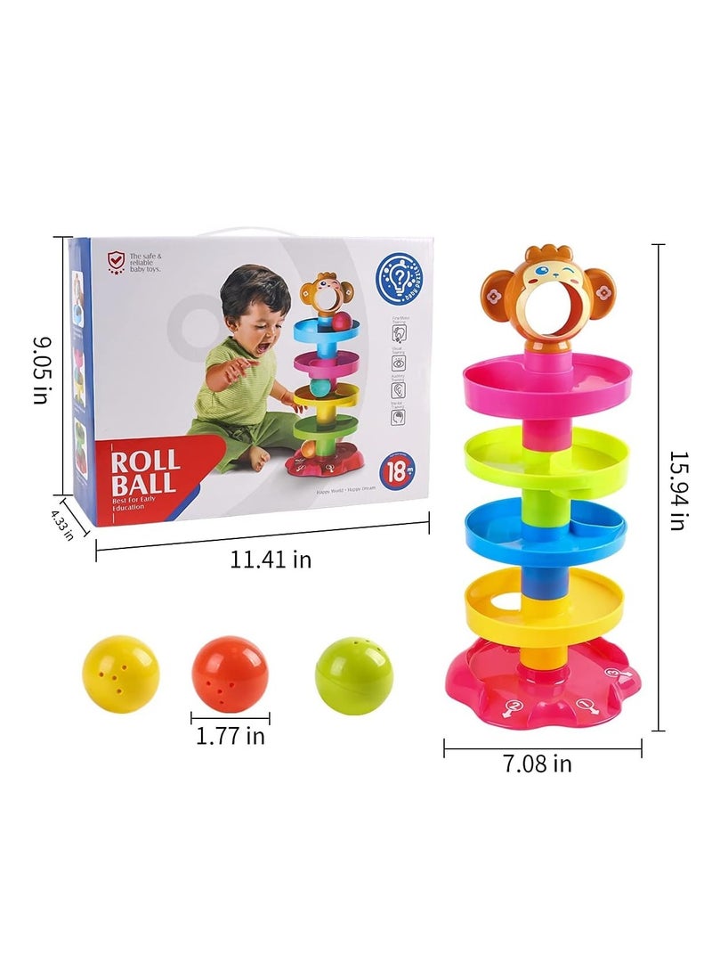 KIIUMI Baby Roll Ball，Drop Toy with Ball Tower, Roll Ball Multicolored Durable And Sturdy For Long Term Use Kids Toy ，Co-friendly ABS Material，Durable And Sturdy For Long Term Use Kids Toy - Image 2
