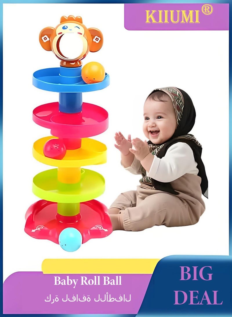KIIUMI Baby Roll Ball，Drop Toy with Ball Tower, Roll Ball Multicolored Durable And Sturdy For Long Term Use Kids Toy ，Co-friendly ABS Material，Durable And Sturdy For Long Term Use Kids Toy - Image 1