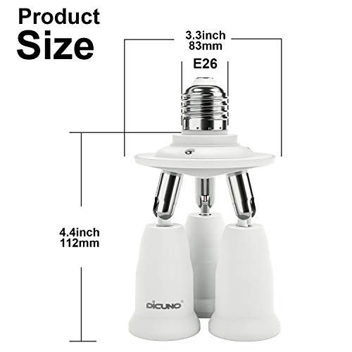 DiCUNO 3 in 1 E26 Light Socket Splitter Adapter, Standard Base LED Bulb Converter, 360 Degrees Adjustable 180 Degree Bendable, 3 Way Bulbs Socket Holder - Image 5