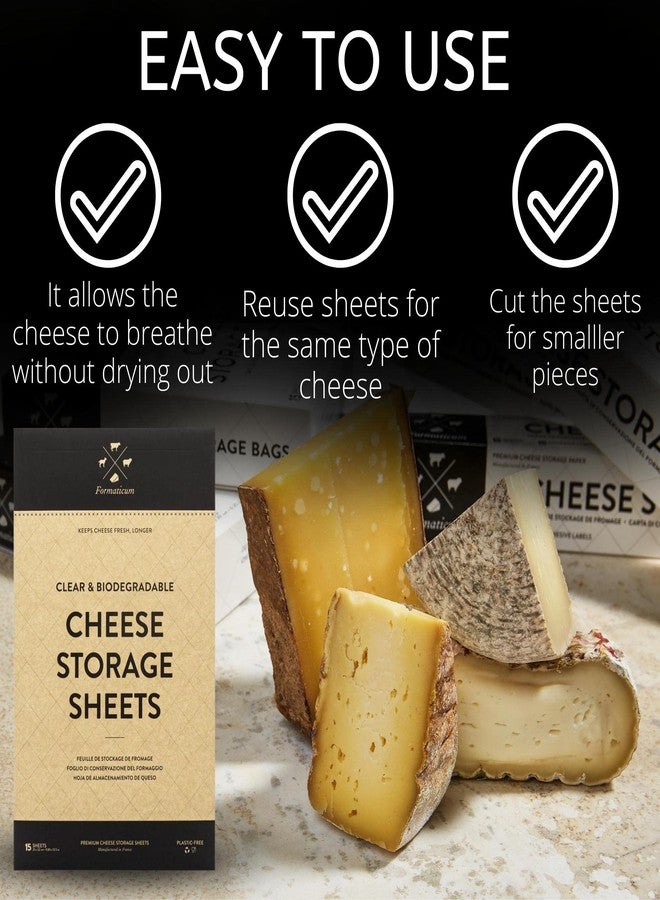 Formaticum Cheese Storage Sheets - Cheese Saver from France- Professional Earth Friendly Transparent Cheese Wrap - Cheese Sheet Savers of wood-based cellulose fibers - Clear 15 Sheets with 9" x 12" - Image 2