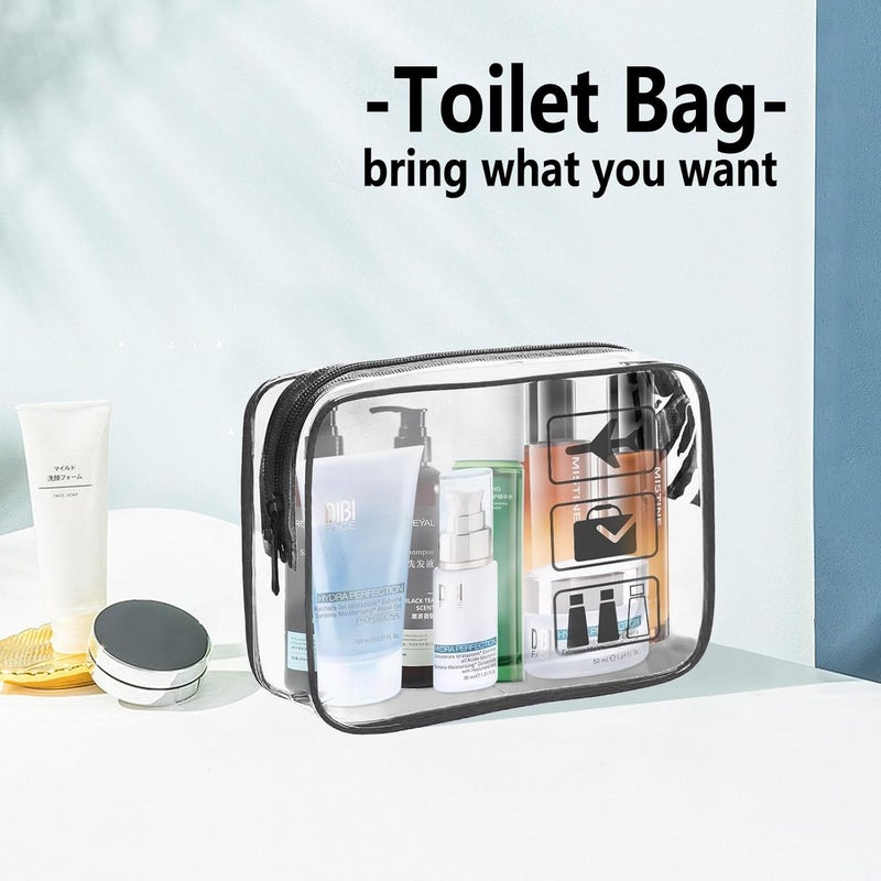 TREALDATE Clear Makeup Bags TSA Approved Toiletry Bag-6Pack，Clear TravelBags for Toiletries, Carry on Airport Airline Compliant Bag,Black - Image 3