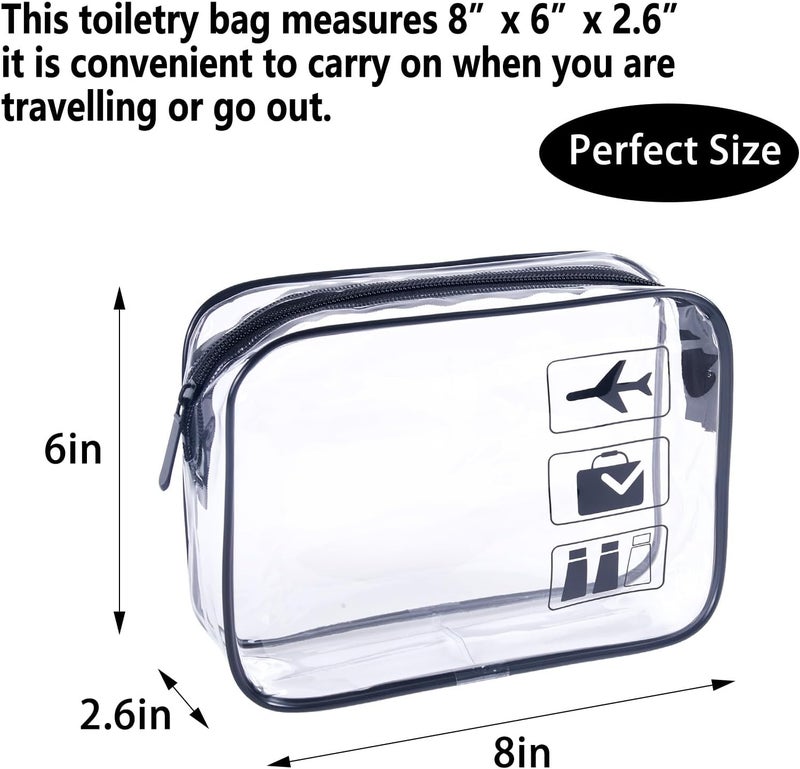 TREALDATE Clear Makeup Bags TSA Approved Toiletry Bag-6Pack，Clear TravelBags for Toiletries, Carry on Airport Airline Compliant Bag,Black - Image 5