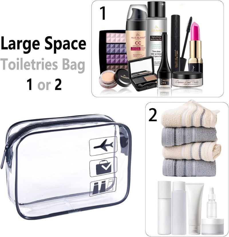 TREALDATE Clear Makeup Bags TSA Approved Toiletry Bag-6Pack，Clear TravelBags for Toiletries, Carry on Airport Airline Compliant Bag,Black - Image 4