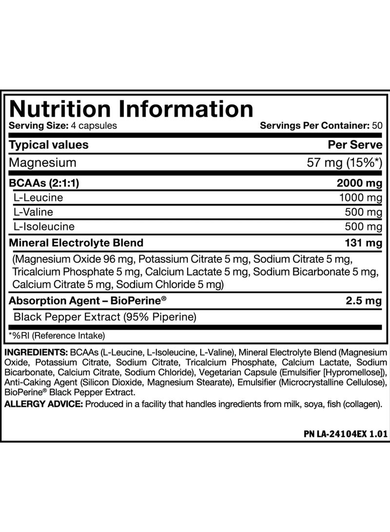 ميوتانت، بي سي ايه ايه كبسولة، أحماض أمينية، 200 كبسولة، 50 حصة - Image 2