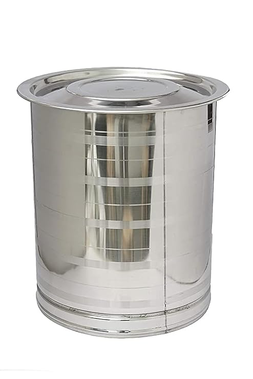 Shopsidex stainless Steel Atta TankiContainerBoxDrumPawaliTanki with Lid 12 NO - Image 1