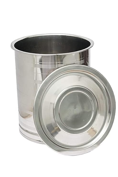 Shopsidex stainless Steel Atta TankiContainerBoxDrumPawaliTanki with Lid 12 NO - Image 2