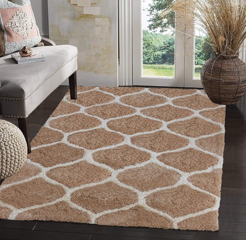 FRESH FROM LOOM Royal Heritage Edition Large 60 x 84 Inch Carpets for Home | Premium Shaggy Fur Rug Runner | Anti-Skid Bedroom Carpet |Premium Carpets for Living Area Office Sofa Room (5x7 feet),Brown - Image 1
