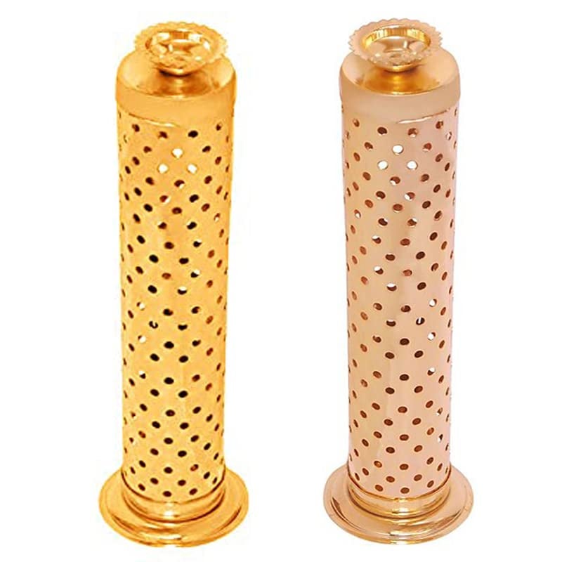 SWAURSAHA Stainless Steel Incense Stick Holder with Ash Catcher Dhoop Holder Ideal for Home Office Temple Use Agarbatti Stand Incense Stick Holder Handcrafted in India Copper Gold