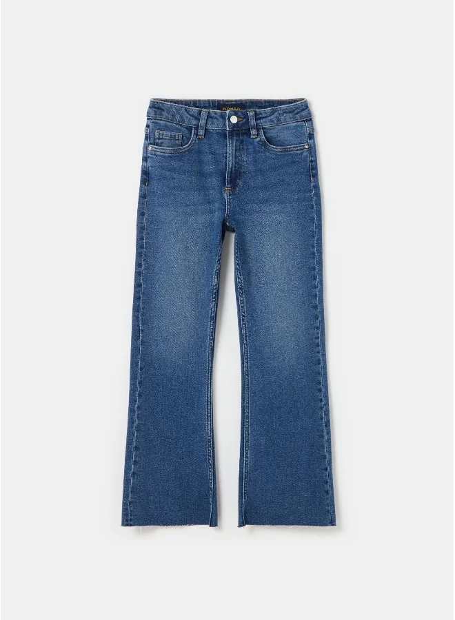 او في اس Flare-fit crop jeans with raw edging