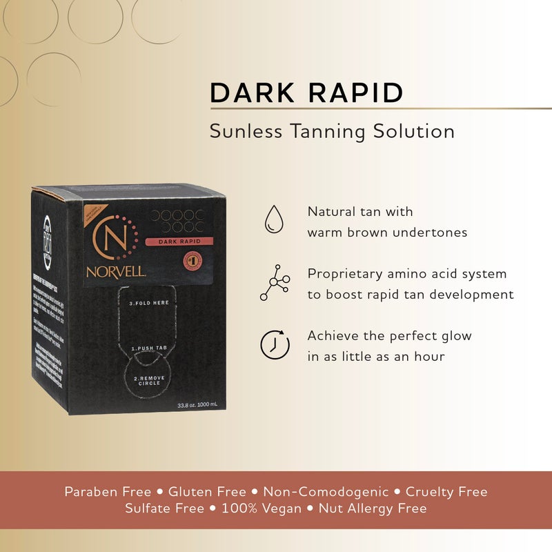 Norvell Premium Spray Tan Solution Dark Rapid 1 liter â€“ Professional Sunless Tanning Formula for Fast Natural Bronze Glow, Streak Free, Long Lasting Color - Image 2