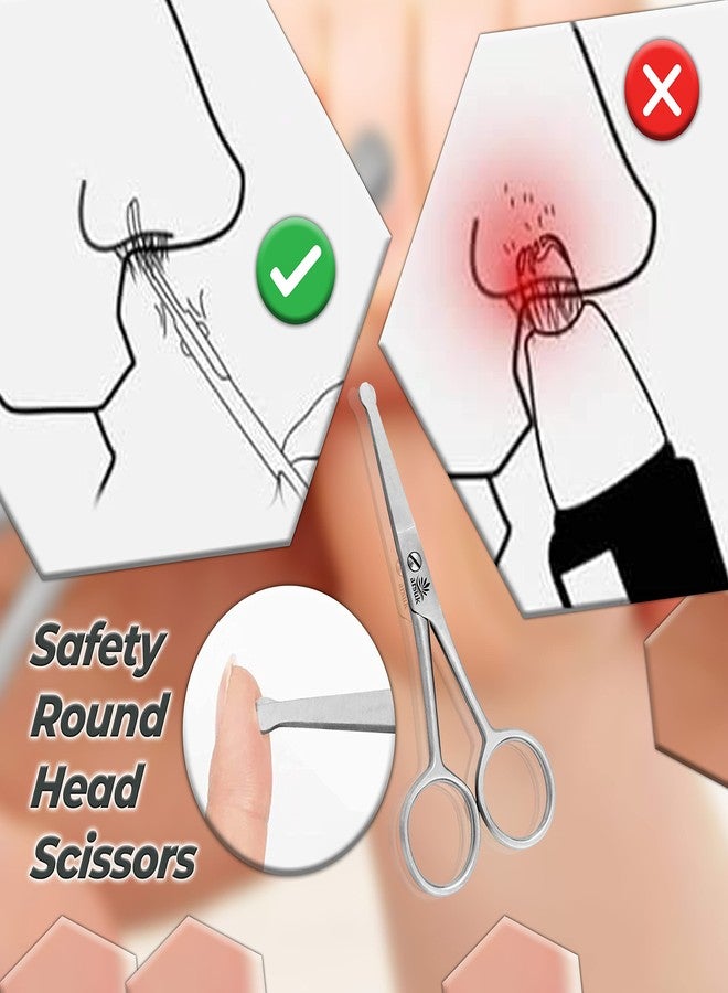 ARSUK Nose Scissors for Women Men- Blunt Round Tip Scissors for Trimming Nose & Public Hair- 4" Inch Small Personal Grooming Scissor for Facial Hair (Nose, Ear, Beard, Mustache & Eyebrow) - Image 2