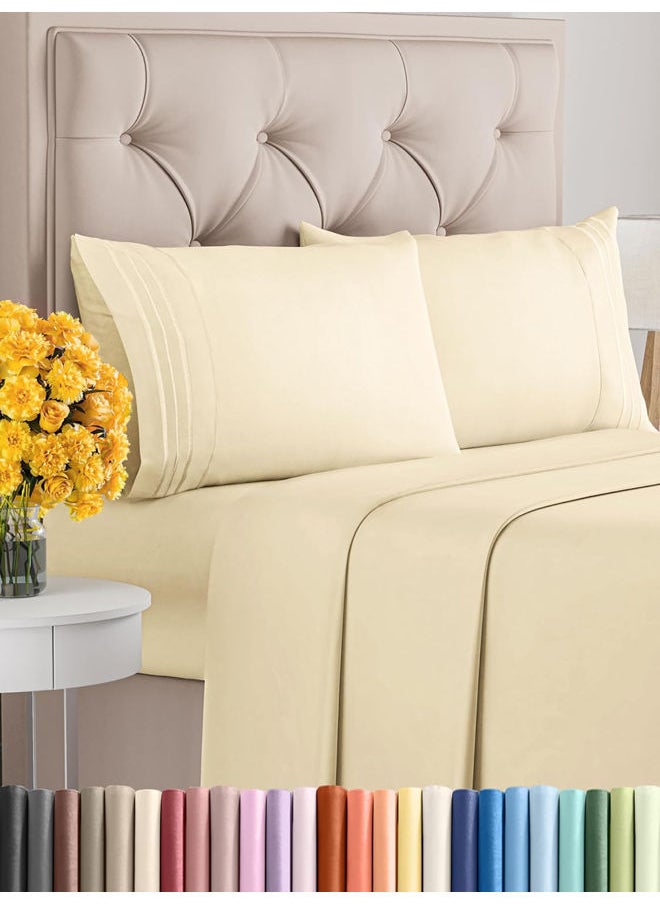 SIGNOOLA - Signoola Flat Sheet Set Of 4 Pieces - Comfy Breathable & Cooling Sheets - Hotel Luxury Bed Sheets ( 180 x 240 cm )   - Deep Pockets, Easy-Fit, Extra Soft - Beige - Image 1