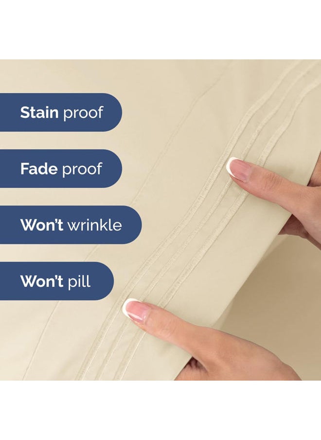 SIGNOOLA - Signoola Flat Sheet Set Of 4 Pieces - Comfy Breathable & Cooling Sheets - Hotel Luxury Bed Sheets ( 180 x 240 cm )   - Deep Pockets, Easy-Fit, Extra Soft - Beige - Image 1