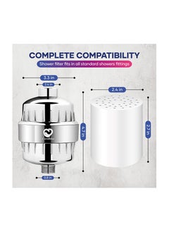 Coralblue Coralblue 15 Stage Shower Filter - Shower Head Filter for Hard Water Filter is Anti Hair Fall Ideal to Remove Chlorine - Impurities from Water with KDF and Calcium Sulphite Beans (Single Cartridge)  - Image 2