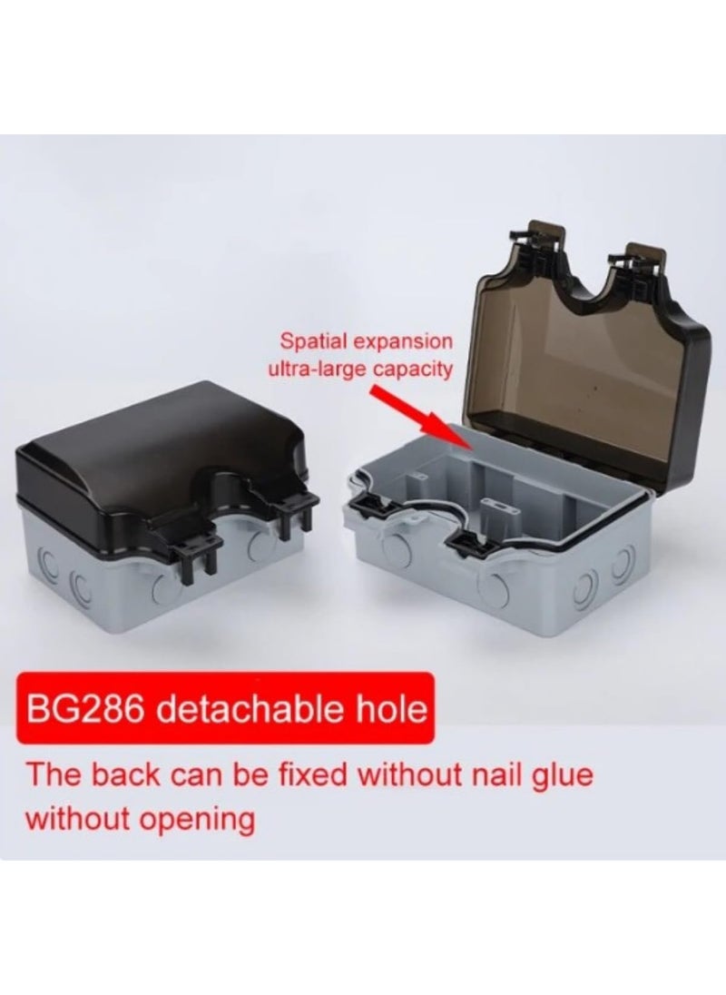 STORE77 STORE77 Empty Outdoor Waterproof Double Plug Socket Box Weatherproof Wall Electrical Power Outlet IP66 Waterproof Outdoor Wall Socket Switch Box Socket Shell Display  - Image 3