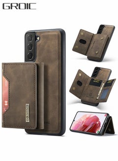 GROIC Samsung Galaxy S23 Plus 2 in 1 Clutch Wallet Phone Cover, Vintage Slim Leather Case Magnetic Detachable Tri-Fold Wallet Shell, S23+ 6.6" Leather Case with Card Holder Pocket Slim Case  - Image 1
