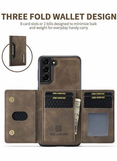 GROIC Samsung Galaxy S23 Plus 2 in 1 Clutch Wallet Phone Cover, Vintage Slim Leather Case Magnetic Detachable Tri-Fold Wallet Shell, S23+ 6.6" Leather Case with Card Holder Pocket Slim Case  - Image 2