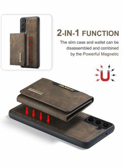 GROIC Samsung Galaxy S23 Plus 2 in 1 Clutch Wallet Phone Cover, Vintage Slim Leather Case Magnetic Detachable Tri-Fold Wallet Shell, S23+ 6.6" Leather Case with Card Holder Pocket Slim Case  - Image 4
