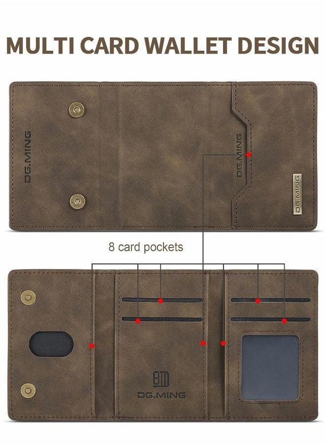 GROIC Samsung Galaxy S23 Plus 2 in 1 Clutch Wallet Phone Cover, Vintage Slim Leather Case Magnetic Detachable Tri-Fold Wallet Shell, S23+ 6.6" Leather Case with Card Holder Pocket Slim Case  - Image 3