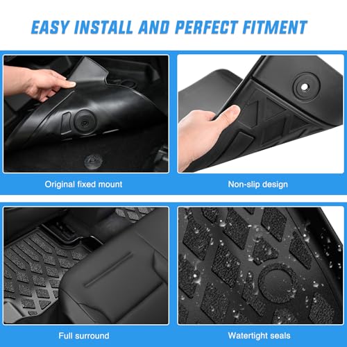 Nilight TPE Floor Mats for BMW 740i 750i M 760i xDrive (G12) 2016 2017 2018 2019 2020 2021 2022 2023 All Weather Custom Fit Heavy Duty Floor Liners - Image 4
