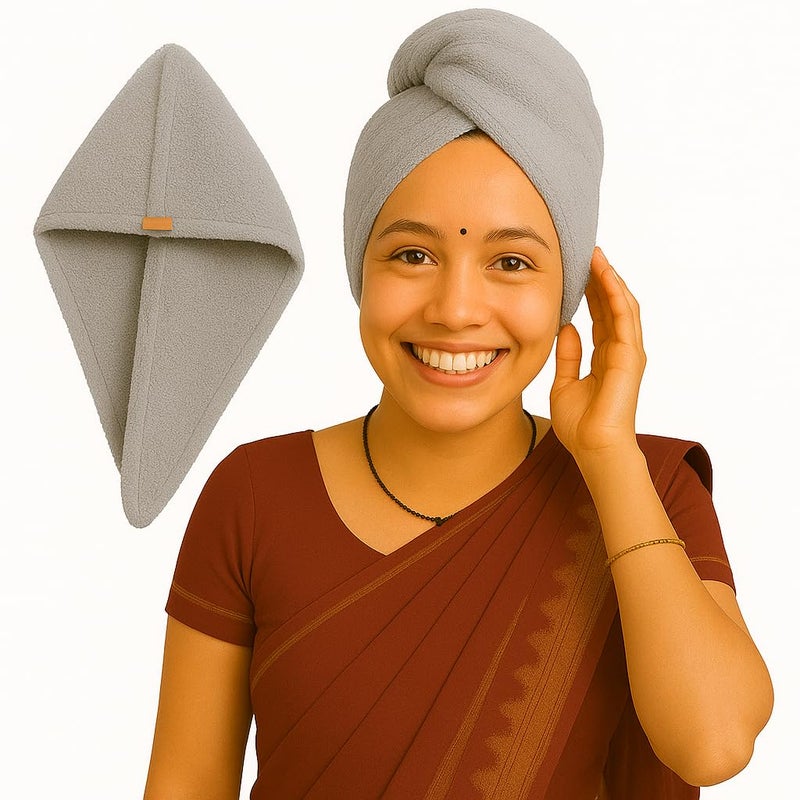 S Decor SD Decor Premium Microfiber Towels for Hair Wrap – Quick Dry Bath Towels for Women, Ultra Absorbent Head Towels Wrap for Ladies, Lightweight Hair Accessories for Woman (Pack of 1-Grey) - Image 1